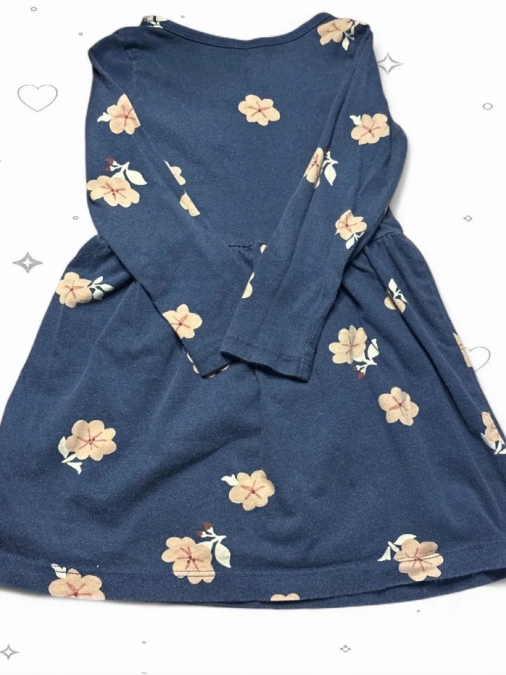 Carter’s Toddler Girls Size 3T Navy Blue Pink Floral Long Sleeve Play Dress